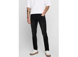 Skinny-fit-Jeans ONLY & SONS "LOOM LIFE JOG", Herren, Gr. 31, Länge 32, schwarz, Denim/Jeans, Obermaterial: 75% Baumwolle, 24% Polyester, 1% Elasthan, Abriebeffekte, sehr schmal lang, Jeans