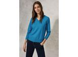 V-Ausschnitt-Pullover CECIL, Damen, Gr. XXL (46), blau (dynamic aqua melange), Stoff, 33% Polyester, 31% Polyacryl, 24% Baumwolle, 12% Nylon, unifarben, gerade normal, V-Ausschnitt, Bündchen, Pullover, im Melange Look