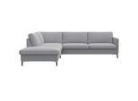 Ecksofa FLEXLUX "Fiore, L-Form", grau (sophisto gre), B:266cm H:85cm T:225cm, 100% Polyester, Sofas, Ecksofa, schmale Armlehnen, Kaltschaum, Füße Alu+schwarz
