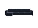 Ecksofa FLEXLUX "Fiore, L-Form", blau (royal blau), B:295cm H:85cm T:159cm, 100% Polyester, Sofas, Ecksofa, breite Armlehnen, Kaltschaum, Füße Alu+schwarz