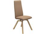 Polsterstuhl STRESSLESS "Laurel", braun (sand dinamica, eiche natur), B:49cm H:105cm T:60cm, Microfaser DINAMICA (88% Polyester, 12% Polyurethan), Stühle, Polsterstuhl, High Back, Größe M, mit schräggestellten Beinen in Eiche natur