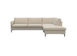 Ecksofa FLEXLUX "Fiore, super Sitzkomfort durch Kaltschaum im Sitz, L-Form", weiß (sanftes weiß), B:266cm H:85cm T:225cm, 100% Polyester, Sofas, Ecksofa, schmale Armlehnen, Füße Alu+schwarz