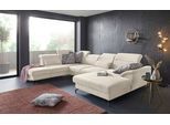 Wohnlandschaft SIT & MORE "Percy U-Form", beige (creme), B:343cm T:235cm, Sofas, Wohnlandschaft, 12 cm Fußhöhe, Sitztiefenverstellung, wahlweise in 2 Fußfarben