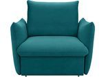 Sessel "LOOKS XII Schlafsesel, Schlaffunktion", blau (petrol), B:120cm H:100cm T:97cm, 92% Polyester, 8% Nylon, LOOKS BY WOLFGANG JOOP, Sessel, Sessel, Boxspring-Polsterung, mit Gästebettfunktion, Kissenoptik