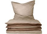Wendebettwäsche SCHIESSER "Doubleface aus weicher Baumwolle mit edlem Melangeeffekt", beige (sand), B/L: 135cm x 200cm, 1 Stk., 1 Stk., Feinbiber, B/L: 80cm x 80cm, 2 Stk., Feinbiber, Obermaterial: 100% Baumwolle, Bettwäsche, Wendebettwäsche, ab Größe 135x200 cm erhältlich, Made in Green