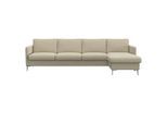Ecksofa FLEXLUX "Fiore, L-Form, bequem und komfortabel durch hochwertigem Sitzaufbau", beige (sandy beige), B:280cm H:85cm T:159cm, Sofas, Ecksofa, schmale Armlehnen, Kaltschaum, Füße Alu