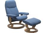 Relaxsessel STRESSLESS "Consul", blau (batick), B:72cm H:94cm T:70cm, Leder BATICK: BATICK ist ein leicht korrigiertes, durchgefärbtes und genarbtes Möbelleder, bei dem die meisten Unebenheiten und Spuren in der Regel entfernt wurden.;Leder PALOMA: PALOMA ist ein durchgefärbtes Semianilin-Möbelleder mit natürlicher Narbung.;ROHLEDER Stoff Q2 FARON: Ein fester zuverlässiger Bouclé mit einem struktu