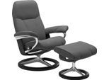 Relaxsessel STRESSLESS "Consul", grau (grau batick), B:82cm H:102cm T:72cm, Leder BATICK: BATICK ist ein leicht korrigiertes, durchgefärbtes und genarbtes Möbelleder, bei dem die meisten Unebenheiten und Spuren in der Regel entfernt wurden.;Leder PALOMA: PALOMA ist ein durchgefärbtes Semianilin-Möbelleder mit natürlicher Narbung.;ROHLEDER Stoff Q2 FARON: Ein fester zuverlässiger Bouclé mit einem s