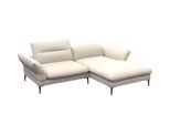 Ecksofa FLEXLUX "Salino, Funktionssofa mit Recamiere, Relaxsofa, Ecksofa", weiß (warm weiß), B:245cm H:88cm T:182cm, Sofas, Ecksofa, Sofa mit Arm- und Kopfteil-Verstellungen, Kaltschaum & Stahl-Wellen