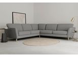 Ecksofa HOME AFFAIRE "MARSEILLE 278/278 cm, L-Form, Webstoff, Flachgewebe, Filzoptik", grau, B:278cm H:88cm T:278cm, 68% Polypropylene, 32% Polyester, Sofas, Ecksofa, gleichschenklig, Massivholzbeine, Landhausstil, Wellenunterfederung