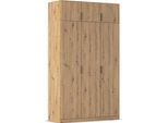 Kleiderschrank RAUCH "Drehtürenschrank Schrank Garderobe Ankleide Schlafzimmer LAGOA", eiche artisan, B:136cm H:235cm T:54cm, Holzwerkstoff, Schränke, Kleiderschrank, moderne Kantengriffe aus Metall, optional mit Aufsatz MADE IN GERMANY