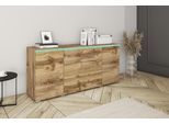 Sideboard HOME AFFAIRE "VERA, grifflos", braun (eichefarben votan), B:150cm H:67,9cm T:39,5cm, Sideboards, Sideboard, verstellbare Einlegeböden, Wahlweise mit oder ohne Beleuchtung