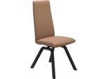 Polsterstuhl STRESSLESS "Laurel", braun (latte batick, schwarz), B:49cm H:105cm T:60cm, Leder BATICK: BATICK ist ein leicht korrigiertes, durchgefärbtes und genarbtes Möbelleder, bei dem die meisten Unebenheiten und Spuren in der Regel entfernt wurden., Stühle, Polsterstuhl, High Back, Größe M, mit schräggestellten Beinen in Schwarz