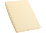 Spannbettlaken KUM "Premium Jersey Spannbetttuch", beige (ecru), L:200cm, Jersey, Obermaterial: 95% Baumwolle, 5% Elasthan, Bettlaken, Spannbettlaken, bis ca. 30 cm Matratzenhöhe