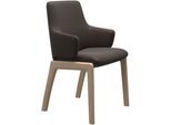 Polsterstuhl STRESSLESS "Laurel", braun (braun batick, eiche gekalkt), B:58cm H:92cm T:59cm, Leder BATICK: BATICK ist ein leicht korrigiertes, durchgefärbtes und genarbtes Möbelleder, bei dem die meisten Unebenheiten und Spuren in der Regel entfernt wurden., Stühle, Polsterstuhl, Low Back mit Armlehne, Größe L, abgerundete Beine in Eiche gekalkt