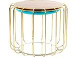 Beistelltisch KAYOOM "Pouf Comfortable 110, abnehmbares und wendbares Oberteil", blau (türkis, gold, gold), B:50cm H:45cm T:50cm, Eisen, MDF, Samtbezug, Schaumstoff, Spiegel, Tische, Beistelltisch, praktisch umzuwandeln in Tisch oder Hocker, mit Spiegelglas