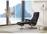 Relaxsessel STRESSLESS "View", blau (shadow blau paloma), B:82cm H:109cm T:81cm, Leder PALOMA: PALOMA ist ein durchgefärbtes Semianilin-Möbelleder mit natürlicher Narbung., Sessel, Relaxsessel, mit Cross Base, Größe S, M & L, Holzakzent Wenge