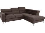 Ecksofa COTTA "Sammy L-Form", braun (espresso), B:242cm H:74cm T:207cm, Struktur (100% Polyester );Chenille (90% Polyester; 10% Polyamid ), Sofas, Ecksofa, mit Kopfteilverstellung, wahlweise mit Bettfunktion & Bettkasten