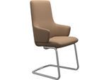 Polsterstuhl STRESSLESS "Laurel", braun (sand dinamica, chrom matt), B:58cm H:105cm T:60cm, Microfaser DINAMICA (88% Polyester, 12% Polyurethan), Stühle, Polsterstuhl, High Back mit Armlehne, Größe L, mit Beinen aus Stahl in Chrom matt