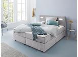Boxbett HOME AFFAIRE "Luan", grau (platinum), B:187cm L:211cm, Komplettbetten, Boxbett, Schubkästen, LED-Beleuchtung und Topper, in Breite 120 cm und 180 cm