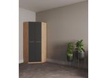 Eckkleiderschrank PRIESS "Barcelona Kleiderschrank Ecklösung Raumwunder", braun (eichefarben artisan, schwarz), B:78cm H:193cm T:78cm, Holzwerkstoff, Schränke, Eckkleiderschrank, in 2 Tiefen Schrank Eckschrank Garderobe