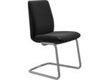 Polsterstuhl STRESSLESS "Laurel", schwarz (schwarz batick, schwarz matt), B:53cm H:92cm T:59cm, Leder BATICK: BATICK ist ein leicht korrigiertes, durchgefärbtes und genarbtes Möbelleder, bei dem die meisten Unebenheiten und Spuren in der Regel entfernt wurden., Stühle, Polsterstuhl, Low Back, Größe L, mit Beinen aus Stahl in Schwarz matt
