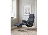 Relaxsessel STRESSLESS "Sunrise", beige (cream batick), B:92cm H:105cm T:80cm, Leder BATICK: BATICK ist ein leicht korrigiertes, durchgefärbtes und genarbtes Möbelleder, bei dem die meisten Unebenheiten und Spuren in der Regel entfernt wurden., Sessel, Relaxsessel, mit Hocker, mit Cross Base, Größe S, M & L, Holzakzent Wenge