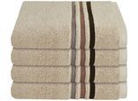 Handtücher SCHIESSER "Skyline Color aus 100 % Baumwolle mit eleganter Streifenbordüre", beige (sand), B:50cm L:100cm, Frottier, Frottier, Handtücher, Handtücher, MADE IN GREEN by OEKO-TEX