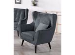 Ohrensessel HOME AFFAIRE "Hemmink, Sessel, Loungesessel", grau (graphit, grau), B:90cm H:107cm T:94cm, Struktur (94% Polyester, 6% Polyacryl);Samtvelours (100% Polyester);Luxus-Microfaser (100% Polyester), Sessel, Ohrensessel, mit Knopfheftung