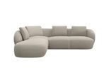 Ecksofa FLEXLUX "Torino, rund, L-Form, Sofa-Ecke mit Ottomane", beige (natural), B:265cm H:85cm T:237cm, 100% Polyester, Sofas, Ecksofa, Modernes, organisches Sofa-Design, Kaltschaum, Wellenunterfederung
