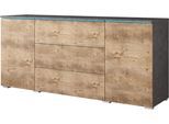 Sideboard HOME AFFAIRE "VERA, grifflos", grau (matera anthrazit, kastanien breslau), B:150cm H:67,9cm T:39,5cm, Sideboards, Sideboard, verstellbare Einlegeböden, Wahlweise mit oder ohne Beleuchtung