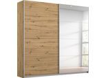 Schwebetürenschrank OTTO HOME "Kleiderschrank Schrank Garderobe Schlafzimmerschrank THANOS", eiche artisan mit spiegel, B:181cm H:197cm T:62cm, Holzwerkstoff, Schränke, Schwebetürenschrank, Optional mit Spiegel, Metall-Griffleisten alufarben MADE IN GERMANY