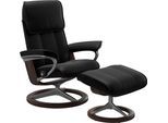 Relaxsessel STRESSLESS "Admiral", schwarz (schwarz batick), B:93cm H:103cm T:79cm, Leder BATICK: BATICK ist ein leicht korrigiertes, durchgefärbtes und genarbtes Möbelleder, bei dem die meisten Unebenheiten und Spuren in der Regel entfernt wurden., Sessel, Relaxsessel, mit Signature Base, Größe M & L, Gestell Wenge