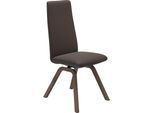 Polsterstuhl STRESSLESS "Laurel", braun (braun batick, walnuss), B:49cm H:105cm T:60cm, Leder BATICK: BATICK ist ein leicht korrigiertes, durchgefärbtes und genarbtes Möbelleder, bei dem die meisten Unebenheiten und Spuren in der Regel entfernt wurden., Stühle, Polsterstuhl, High Back, Größe M, mit schräggestellten Beinen in Walnuss