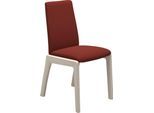 Polsterstuhl STRESSLESS "Laurel", rot (rot dinamica, eiche gekalkt), B:57cm H:92cm T:59cm, Microfaser DINAMICA (88% Polyester, 12% Polyurethan), Stühle, Polsterstuhl, Low Back, Größe M, mit abgerundeten Beinen in Eiche gekalkt