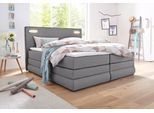 Boxspringbett COLLECTION AB "Ninoni", grau (hellgrau), B:195cm L:210cm, Komplettbetten, Boxspringbett, inkl. Bettkasten, Topper und wahlweise mit LED-Beleuchtung
