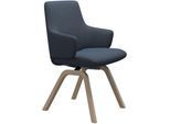 Polsterstuhl STRESSLESS "Laurel", blau (blau dinamica, walnuss), B:58cm H:92cm T:59cm, Microfaser DINAMICA (88% Polyester, 12% Polyurethan), Stühle, Polsterstuhl, Low Back mit Armlehne, Größe L, mit schräggestellten Beinen in Walnuss