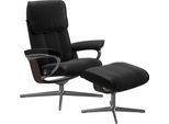 Relaxsessel STRESSLESS "Admiral", schwarz (schwarz batick), B:84cm H:100cm T:73cm, Leder BATICK: BATICK ist ein leicht korrigiertes, durchgefärbtes und genarbtes Möbelleder, bei dem die meisten Unebenheiten und Spuren in der Regel entfernt wurden., Sessel, Relaxsessel, mit Cross Base, Größe M & L, Holzakzent Wenge