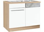 Spülenschrank KOCHSTATION "KS-Eton", weiß (weiß matt), B:110cm H:85cm T:60cm, Schränke, Spülenschrank, Breite 110 cm, inkl. Tür/Sockel für Geschirrspüler