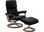 Relaxsessel STRESSLESS "Admiral", schwarz (schwarz batick), B:93cm H:103cm T:79cm, Leder BATICK: BATICK ist ein leicht korrigiertes, durchgefärbtes und genarbtes Möbelleder, bei dem die meisten Unebenheiten und Spuren in der Regel entfernt wurden., Sessel, Relaxsessel, mit Signature Base, Größe M & L, Gestell Eiche