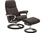 Relaxsessel STRESSLESS "Consul", braun (braun batick), B:82cm H:102cm T:72cm, Leder BATICK: BATICK ist ein leicht korrigiertes, durchgefärbtes und genarbtes Möbelleder, bei dem die meisten Unebenheiten und Spuren in der Regel entfernt wurden.;Leder PALOMA: PALOMA ist ein durchgefärbtes Semianilin-Möbelleder mit natürlicher Narbung.;ROHLEDER Stoff Q2 FARON: Ein fester zuverlässiger Bouclé mit einem