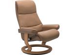 Relaxsessel STRESSLESS "View", braun (almond paloma), B:91cm H:109cm T:83cm, Leder BATICK: BATICK ist ein leicht korrigiertes, durchgefärbtes und genarbtes Möbelleder, bei dem die meisten Unebenheiten und Spuren in der Regel entfernt wurden.;Leder PALOMA: PALOMA ist ein durchgefärbtes Semianilin-Möbelleder mit natürlicher Narbung.;ROHLEDER Stoff Q2 FARON: Ein fester zuverlässiger Bouclé mit einem