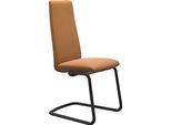 Polsterstuhl STRESSLESS "Laurel", braun (new caramel batick, schwarz matt), B:53cm H:105cm T:60cm, Leder BATICK: BATICK ist ein leicht korrigiertes, durchgefärbtes und genarbtes Möbelleder, bei dem die meisten Unebenheiten und Spuren in der Regel entfernt wurden., Stühle, Polsterstuhl, High Back, Größe M, mit Beinen aus Stahl in Schwarz matt