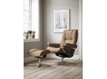 Relaxsessel STRESSLESS "Mayfair", braun (latte batick), B:79cm H:102cm T:73cm, Leder BATICK: BATICK ist ein leicht korrigiertes, durchgefärbtes und genarbtes Möbelleder, bei dem die meisten Unebenheiten und Spuren in der Regel entfernt wurden., Sessel, Relaxsessel, mit Cross Base, Größe S, M & L, Holzakzent Schwarz