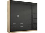 Drehtürenschrank RAUCH "Kleiderschrank Schrank Garderobe Schlafzimmerschrank CELLE", grau (eiche sonoma, hochglanz effektgrau, griffe alu), B:181cm H:197cm T:54cm, Holzwerkstoff, Schränke, Drehtürenschrank, in 4 Breiten und 2 Höhen, optional mit Schubkästen MADE IN GERMANY