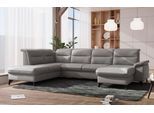 Wohnlandschaft SIT & MORE "Astoria U-Form", grau (anthrazit), B:329cm H:91cm T:225cm, 100% Polyester, Sofas, Wohnlandschaft, wahlweise mit motorischer Relaxfunktion