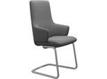 Polsterstuhl STRESSLESS "Laurel", grau (dunkelgrau dinamica, chrom matt), B:58cm H:105cm T:60cm, Microfaser DINAMICA (88% Polyester, 12% Polyurethan), Stühle, Polsterstuhl, High Back mit Armlehne, Größe L, mit Beinen aus Stahl in Chrom matt