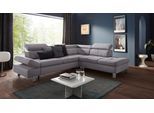 Ecksofa EXXPO - SOFA FASHION "Fiji, L-Form", grau (grau melange), B:272cm H:98cm T:232cm, Luxus-Kunstleder;Webstoff (100% Polyester);Webvelours (100% Polyester), Sofas, Ecksofa, mit Kopf- bzw. Rückenverstellung, wahlweise mit Bettfunktion