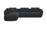 Ecksofa FLEXLUX "Torino, rund, L-Form, Sofa-Ecke mit Ottomane", grau (anthrazit grau), B:296cm H:85cm T:237cm, Sofas, Ecksofa, Modernes, organisches Sofa-Design, Kaltschaum, Wellenunterfederung