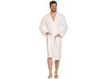 Unisex-Bademantel VOSSEN "Dallas, ideal für Sauna & Spa, Hotelbademantel, Morgenmantel" Gr. S, weiß, L:110cm, Webvelours, Hausmäntel, Unisex-Bademantel, für Damen & Herren, reine Baumwolle, mit Kimono-Kragen